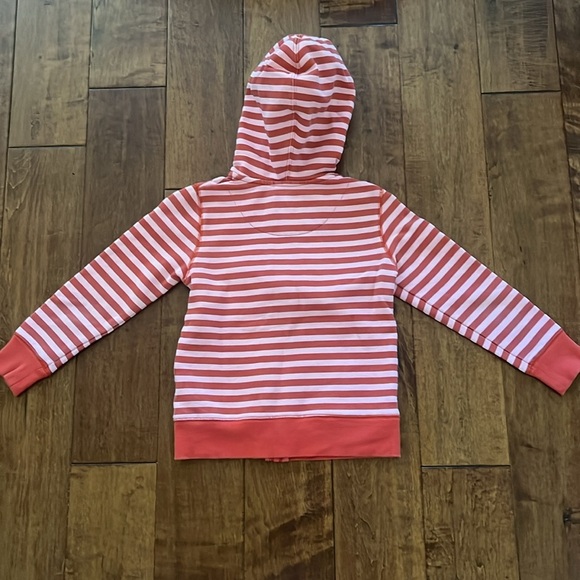 Mini Boden Zipper Hoodie Pink Red Striped Jacket Size 5-6 Y - Picture 9 of 11